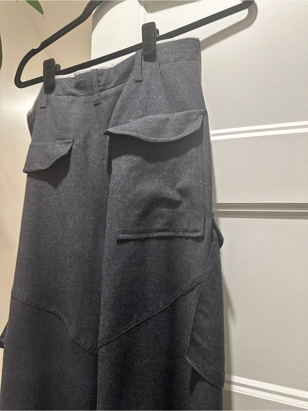 Zara Charcoal Wide-Leg Pants with Flap Pockets